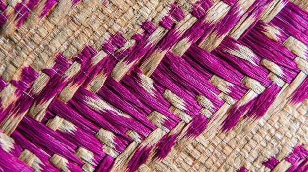 Close up of woven texture with purple and beige strands -background photo
