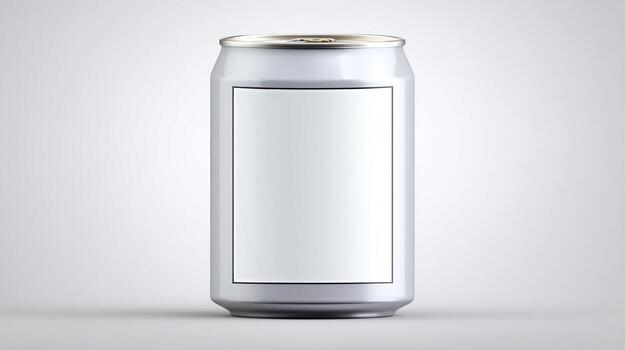 Aluminum can mockup with blank label for product design and branding photo