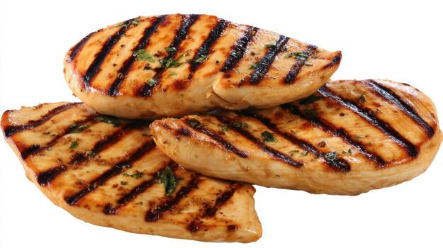 A la parrilla pollo pechos con parrilla marcas aislado en blanco antecedentes foto