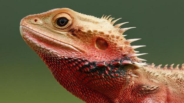 Close up of a bearded dragon reptile showing detailed scales and features photo