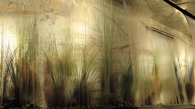 Abstract botanical artwork featuring blurred plants and warm inviting tones photo