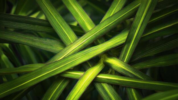 Close up of vibrant green plant leaves with overlapping structures photo