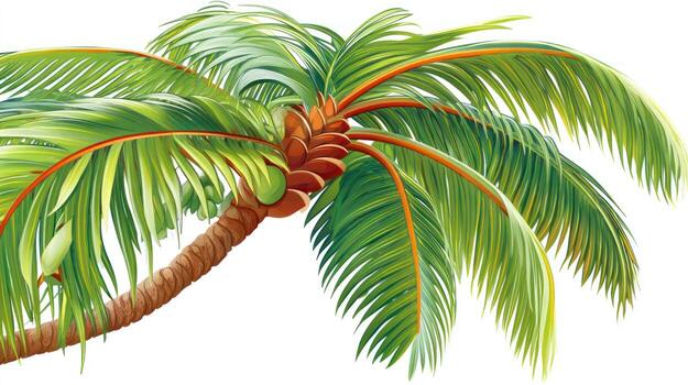 Stylized palm tree - on white background botanical - photo