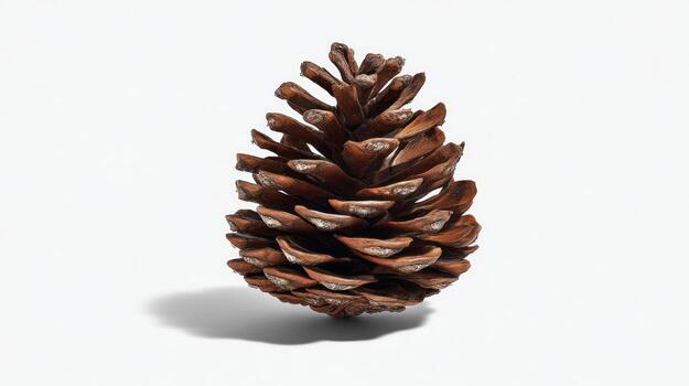 Detailed close up of a pine cone isolated on a clean white background photo