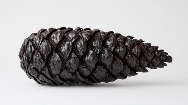Close up of a large black pine cone isolated on a white background photo