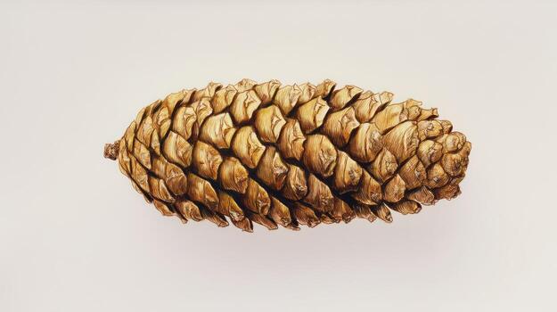 Detailed close up of a pine cone isolated on a plain background for design photo