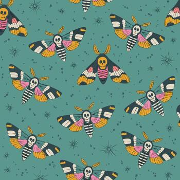 Whimsical Moth Pattern in Teal A Playful Illustration vector