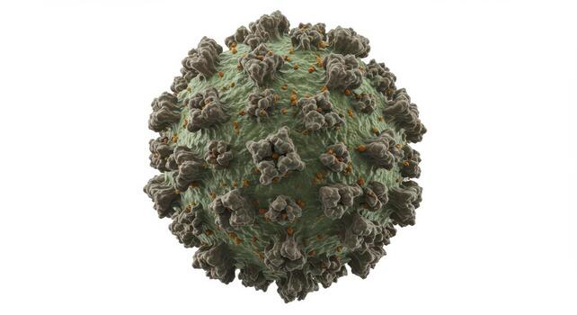 Detailed 3D rendering of a virus particle or microorganism with complex surface. photo