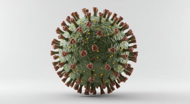 Detailed 3D rendering of a coronavirus particle, showcasing its structure. photo