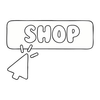 Outline SHOP Button with Mouse Cursor Click vector