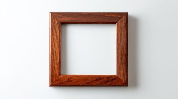 Elegant Square Wooden Frame Mockup with Clean White Background, Perfect for Art, Photography, or Advertisement Display photo