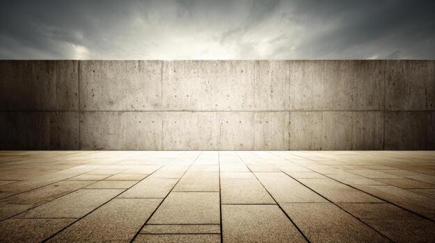 Urban Concrete Background with Dramatic Sky, Ideal for Product Mockups and Graphic Overlays photo