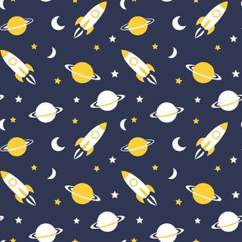 Seamless Outer Space Pattern for Kids Design vector