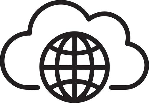 Cloud computing and global internet connection icon with a stylized globe vector