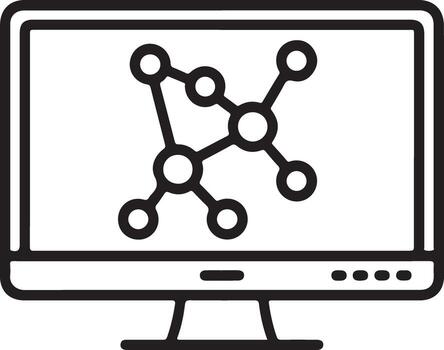 Computer screen displaying a molecular structure diagram in a clean line art style vector