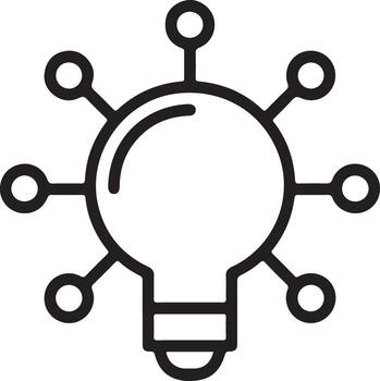 Abstract light bulb with radiating nodes representing connection and innovation vector