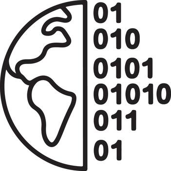 Digital globe with binary code representing global data and technology vector