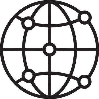 Stylized globe network icon representing global connectivity and digital communication vector