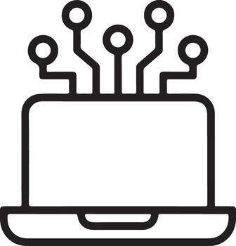 moderno ordenador portátil con digital circuitería y datos conexiones emergente desde pantalla vector