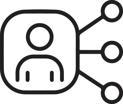 Simple outline icon representing a person connected to multiple networks or ideas vector