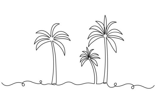 Abstract palm tree one line minimalist continuous design vector