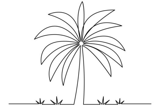 Simple palm tree outline continuous one line drawing concept vector