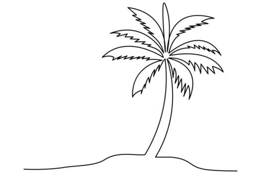 Modern palm tree one line minimalist continuous art design vector