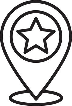 Simple outline icon of a star inside a circular map pin location marker vector