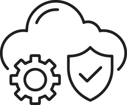nube informática seguridad y configuración icono con proteger y engranaje vector