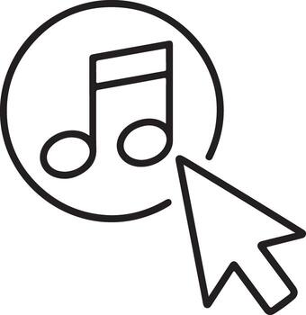 cursor haciendo clic en un música Nota icono representando digital música selección y reproducción vector