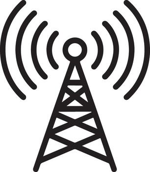 sencillo línea Arte icono de un radio torre transmitiendo señales vector