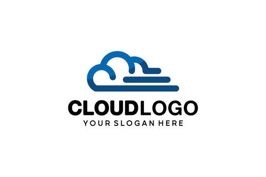 Creative design of fast system cloud logo with cloud computing concept vector
