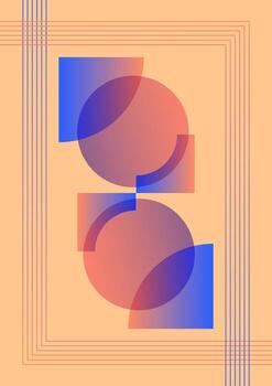 Modern geometric abstract poster peach background gradient circles and quarter segments vector