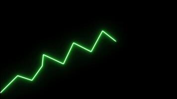 Animated a simple green line graph on a black background with no visible grid pattern 4k video