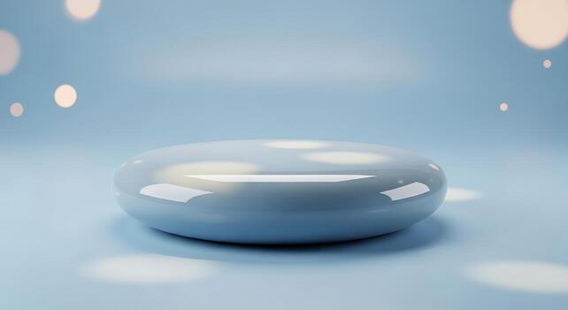 lustroso azul circular producto podio Bosquejo con suave bokeh antecedentes para mínimo monitor foto