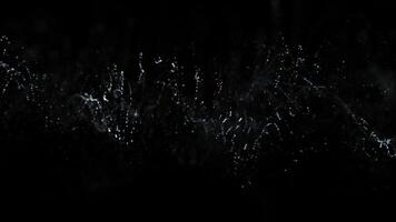 abstrakt partikel vågor, bakgrundsbelysning, trogen digital bakgrund med slät vågig rader och flimmer partikel prickar, stor data strömmar på svart bakgrund, visualisering av anslutningar, animering video