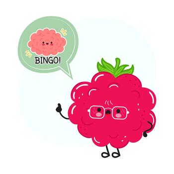 Smart raspberry fruit character getting idea vector