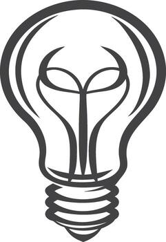 Minimalist light bulb icon outline with simple filament design, clean modern concept for electricity, innovation, idea vector