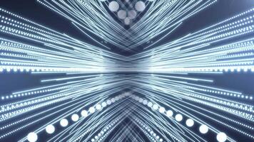 abstrakt scen av trogen cyber värld, sci-fi rutnät, teknologisk lysande flygande yta, neon natt scen, digital vetenskaplig bakgrund 4k animation, sömlös slinga, virtuell verklighet begrepp. video