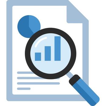 Analyzing Charts Magnifying Glass on Business Data Report vector