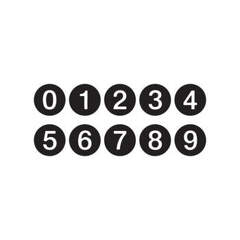 Black Circles with White Numbers 0 to 9 on White Keywords numbers, digits, counting, zero, one vector