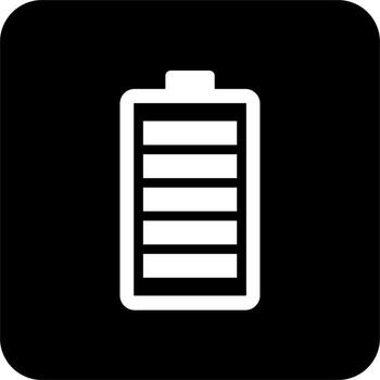 Icon Battery full Alert Black Square, simple line for UI UX design. Symbol for website and mobile app interface and navigation button vector