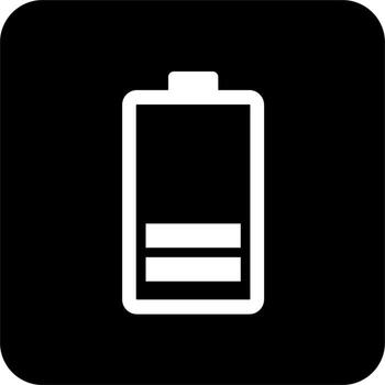 Icon Battery Alert Black Square, simple line for UI UX design. Symbol for website and mobile app interface and navigation button vector