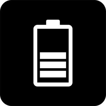 Icon Battery 3 Alert Black Square, simple line for UI UX design. Symbol for website and mobile app interface and navigation button vector