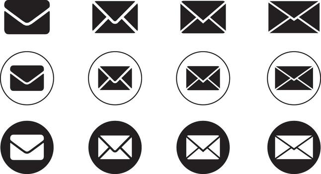 plano sobre icono conjunto moderno correo electrónico y mensaje símbolos para ui diseño vector