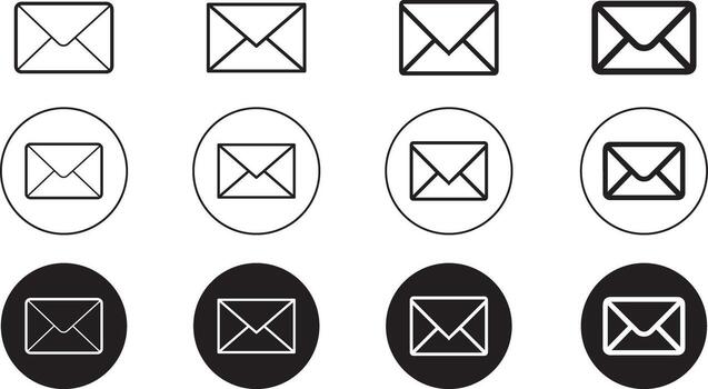 limpiar correo mensaje íconos paquete plano correo electrónico enviar y seguro sobre diseño vector