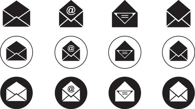 Minimal Email Envelope Icon Set Mail and Message Symbols vector