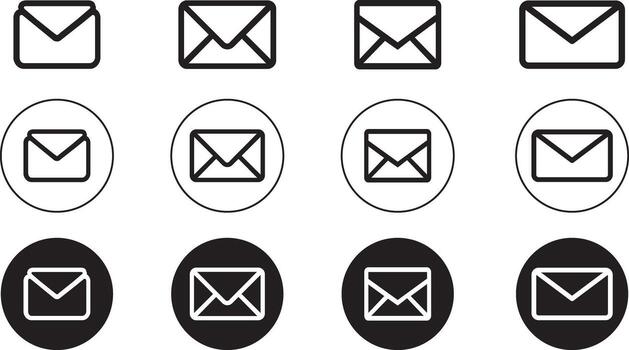 Email Message Icons Minimal Send, Secure Mail, and Envelope Symbols vector