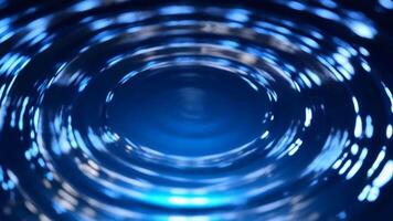 Mesmerizing vortex of illuminated blue ripples creating an abstract and serene background for technology or science concepts video