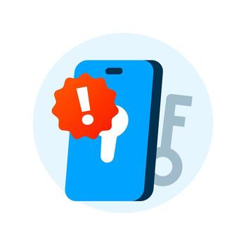 ilustración de teléfono inteligente con candado agujero y exclamación marca. nuevo dispositivo iniciar sesión detectado, seguridad alerta, o cuenta acceso advertencia. para móvil aplicación ui, la seguridad cibernética, datos proteccion, intimidad vector